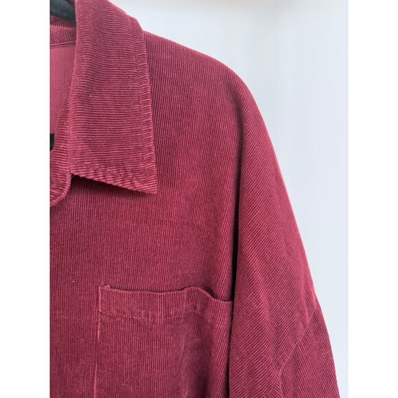 Corduroy Burgundy Velvety Shacket Raw Hem Alternative Grunge Barn Medium - Picture 5 of 9
